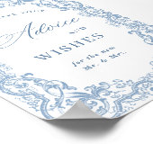 ルネサンス調の装飾的な薄い青のアドバイスとウィッシュ ポスター (角)