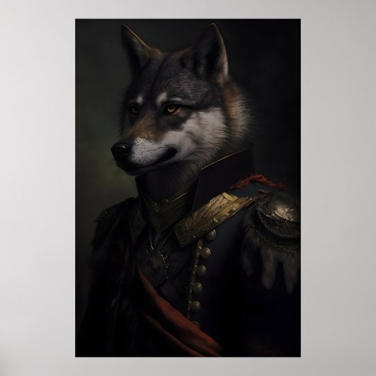 ルネサンス軍狼アートプリント動物愛好家 ポスター (正面)