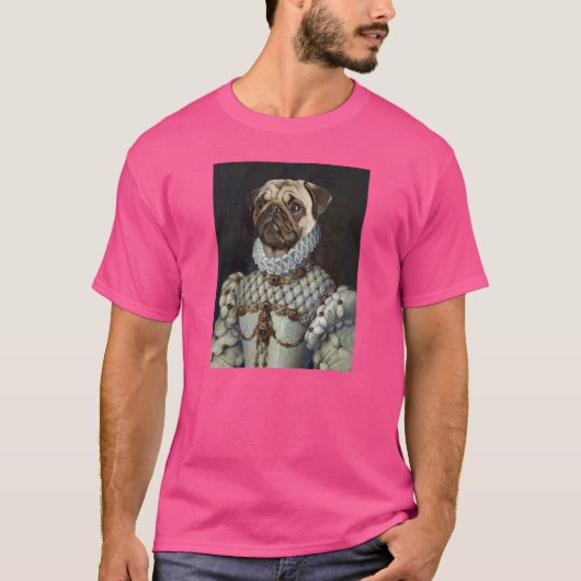 ルネサンス風パグのペット肖像画 中世の絵画 Tシャツ (正面)