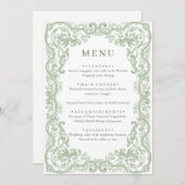 ルネサンス オルネート セージグリーン フローラル ウェディング メニュー (正面/裏面)
