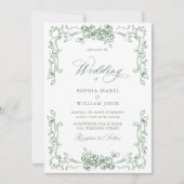ルネサンス オーナメント フローラル サージュグリーン ウェディング 招待状 (正面)