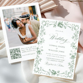 ルネサンス オーナメント フローラル サージュグリーン ウェディング 招待状