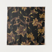 ルネサンス ゴールド フラワー エンブロイダリー パターン タペストリー (正面(横))