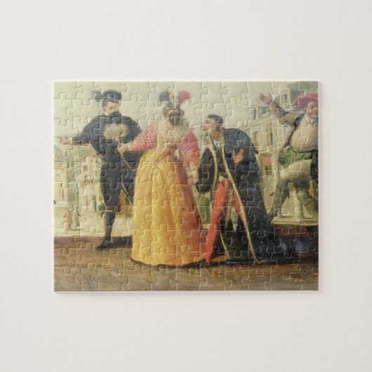 ルネサンスTの前のコメディア・デラルテの一団 ジグソーパズル (横)