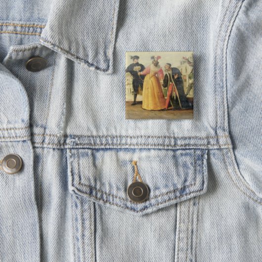 ルネサンスTの前のコメディア・デラルテの一団 缶バッジ (インサイチュ)