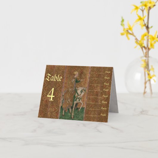 ルネッサンスのレディ結婚ーとナイトの座席表 カード (黄色い花)