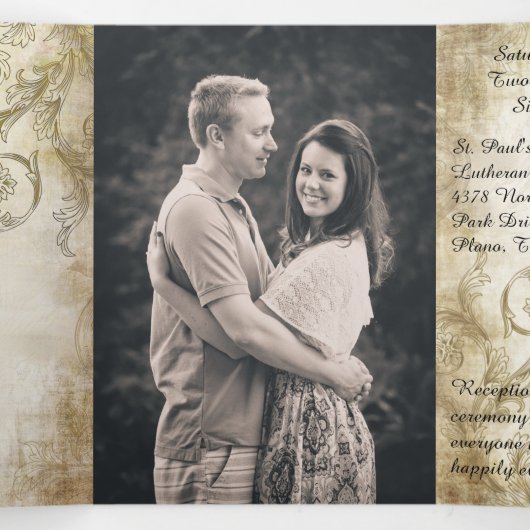 ルネッサンスの結婚童話の写真 三つ折り招待状 (内部中)