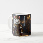 ルネッサンスの衣装を着た白猫マグカップ コーヒーマグカップ (正面左)