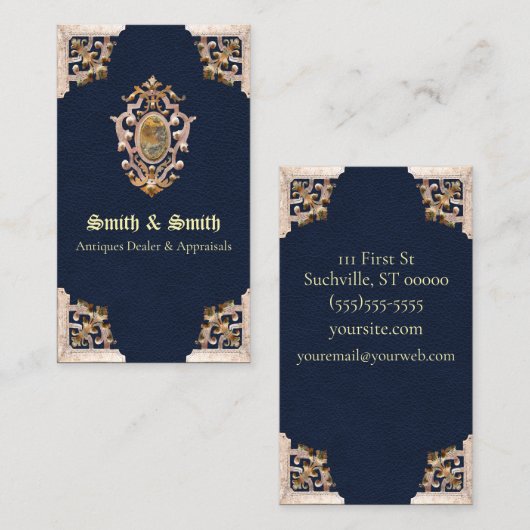ルネッサンスアンティークスタイル(青) 名刺 (正面/裏面)