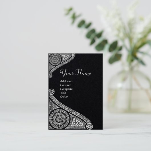 ルネッサンスアーキテクトモノグラムホワイトブラック紙 名刺 (スタンド正面)