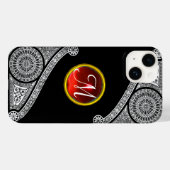 ルネッサンスアーキテクト白黒レッドジェムモノグラム Case-Mate iPhoneケース (裏面 (横))