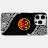 ルネッサンスアーキテクト白黒レッドジェムモノグラム Case-Mate iPhoneケース (裏面 (横))