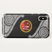 ルネッサンスアーキテクト白黒レッドジェムモノグラム Case-Mate iPhoneケース (裏面(横))