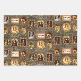 ルネッサンスアートフレームアンティーク脚本グランジ ラッピングペーパーシート