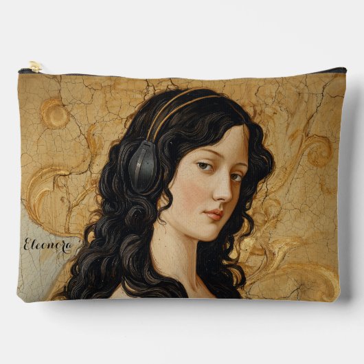 ルネッサンスイタリアンスガールポートレートとヘッドフォン アクセサリーポーチ (正面)
