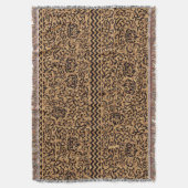 ルネッサンスイタリアン金ゴールド花パターン スローブランケット (正面縦)