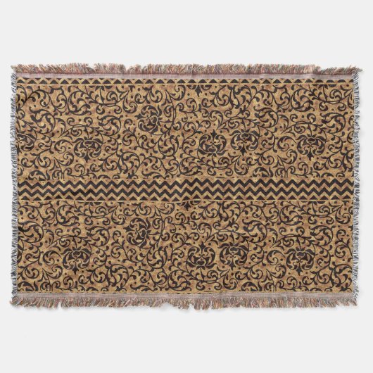 ルネッサンスイタリアン金ゴールド花パターン スローブランケット (正面)