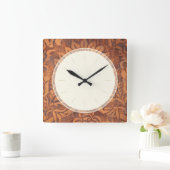 ルネッサンスエレガントアンティークレザーダマスク スクエア壁時計 (ホーム)