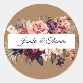 ルネッサンスエレガントフローラ結婚ステッカー ラウンドシール