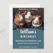 ルネッサンスギニアピッグ誕生日パーティー インビテーションポストカード (正面/裏面)