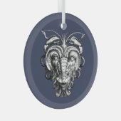 ルネッサンスグロテスクガルゴイル顔ロブスターマン ガラスオーナメント (正面右)