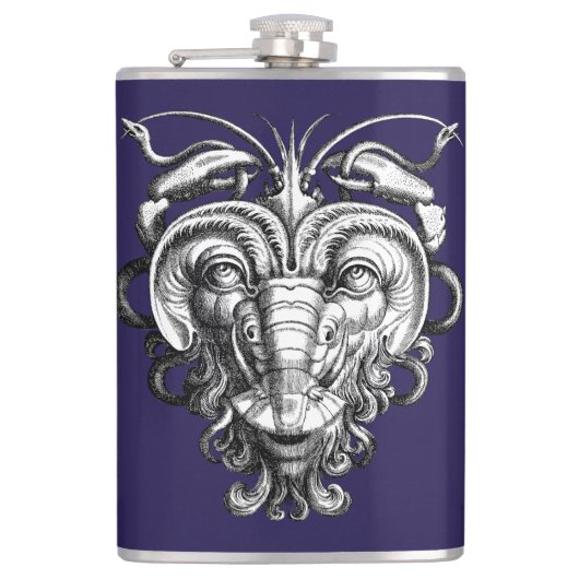 ルネッサンスグロテスクガルゴイル顔ロブスターマン フラスク (正面)