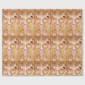 ルネッサンスグロテスク顔と金ゴールドホワイトフローラ ラッピングペーパー (フラット)