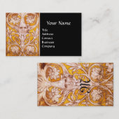 ルネッサンスグロテスク顔,ブラック金ゴールドモノグラム 名刺 (正面/裏面)