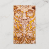 ルネッサンスグロテスク顔,金ゴールドフローラ羊皮紙 名刺 (裏面)