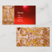 ルネッサンスグロテスク顔,金ゴールドフローラ，赤ルビー 名刺 (正面/裏面)