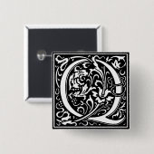 ルネッサンススタイルアルファベット文字Q – ピン (正面&裏面)