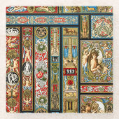 ルネッサンステーマ織物と織物 ガラスコースター (正面)