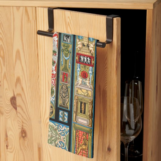 ルネッサンステーマ織物と織物 キッチンタオル (三つ折り)