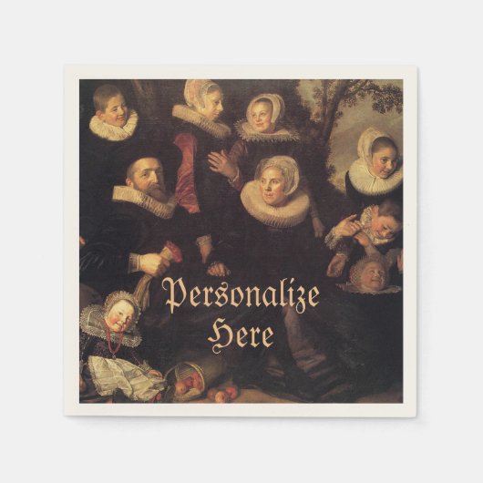 ルネッサンスファミリー懇親会絵画ポートレート スタンダードカクテルナプキン (正面)