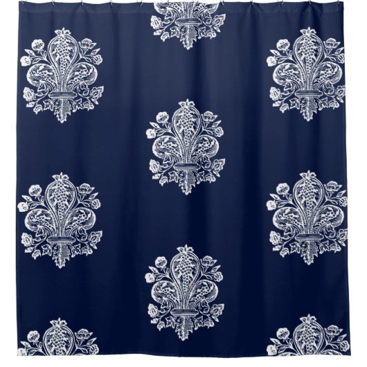 ルネッサンスフランスの（紋章の）フラ・ダ・リ シャワーカーテン (正面)