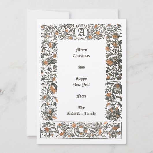 ルネッサンスフローラザクロ木版木版聖降誕祭 シーズンカード (正面)