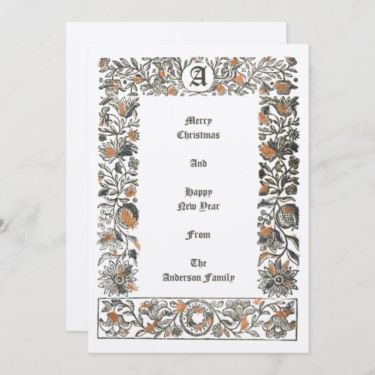 ルネッサンスフローラザクロ木版木版聖降誕祭 シーズンカード (正面/裏面)