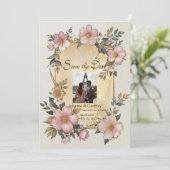 ルネッサンスフローラフレーム結婚式招待状 招待状 (スタンド正面)