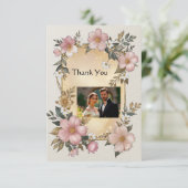 ルネッサンスフローラ結婚フレームのサンキューカード サンキューカード (スタンド正面)