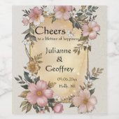 ルネッサンスフローラ結婚フレームのワインラベル ワインラベル (シングルラベル)