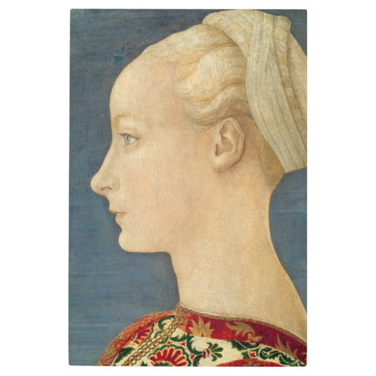 ルネッサンスポートレートの女性メタルウォールアート メタルプリント (正面)