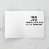 ルネッサンスマンキャットパーソナライズされた誕生日カード カード (内部)