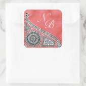 ルネッサンスモノグラムピンク赤白 スクエアシール (バッグ)