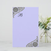 ルネッサンスモノグラムブラルティール（緑がかった色）ブルー文房具 便箋 (スタンド正面)