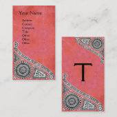 ルネッサンスモノグラム1明るいアンティークピンク 名刺 (正面/裏面)