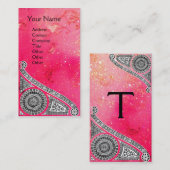 ルネッサンスモノグラム1明るいピンクのスパークル 名刺 (正面/裏面)