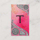 ルネッサンスモノグラム1明るいピンクのスパークル 名刺 (裏面)