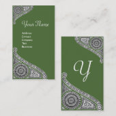 ルネッサンスモノグラム4ツリートップグリーンホワイト 名刺 (正面/裏面)