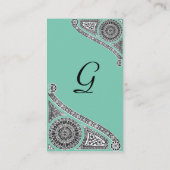 ルネッサンスモノグラム4 Luciteグリーンホワイトティール（緑がかった色） 名刺 (裏面)