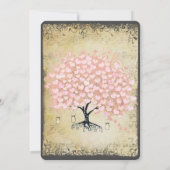 ルネッサンス中世ピンクハートリーフ結婚ツリー 招待状 (裏面)